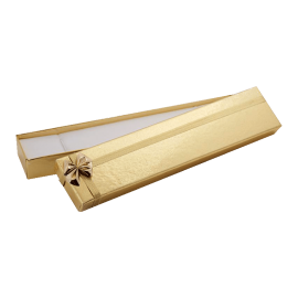 Футляр / упаковка ювелирных изделий длинная золотая с золотым бантом