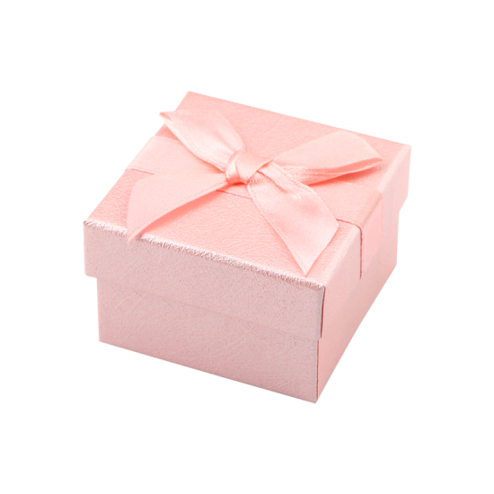 Футляр / упаковка ювелирных изделий розовая с розовым бантом FK-199