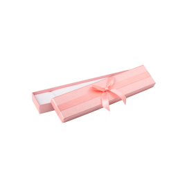 Футляр / упаковка ювелирных изделий длинная бантик розовый FK-211