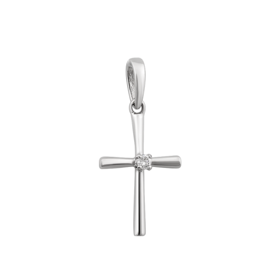 Крестик серебреный с одним камнем СД-027ф *