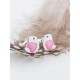 Детские серебряные серьги Птички с розовой эмалью ВС-061ер