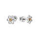 Срібні сережки пусети Квітка з жовтими фіанітами по центру ВС-576р(ж)