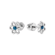 Срібні сережки пусети Квітка з блакитними фіанітами по центру ВС-576р(г)