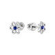Срібні сережки пусети Квітка з синіми фіанітами по центру ВС-576р(с)