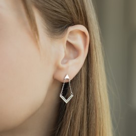 Сережки срібні пусети Галочки на ланцюжках та трикутники ВС-599р