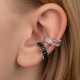 Серебряная серьга кафа моносережка с черными прямоугольными фианитами  ВС-812р(т)