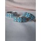 Кольцо серебряный узкий Орнамент голубые мальвы на черном ЛК-0116-2тбс
