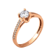 Золотое кольцо заручальное с фианитом посередине и россыпью по бокам ЗЛК-0188