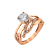 Золотое кольцо двойное Блестящий Листочек ЗЛК-0267