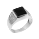 Мужское серебряное кольцо перстень с черным ониксом и белыми фианитами Трио 126р