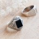 Мужское серебряное кольцо перстень с черным ониксом Титан 613ч