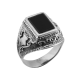 Мужское серебряное кольцо перстень с черным ониксом Титан 613ч