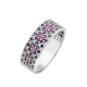 Серебряное кольцо узкий Орнамент розово-черные ромбы ЛК-0116-1тр