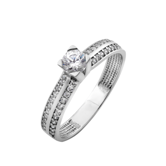 Серебряное кольцо с одним камнем Примадонна ЛК-0207*